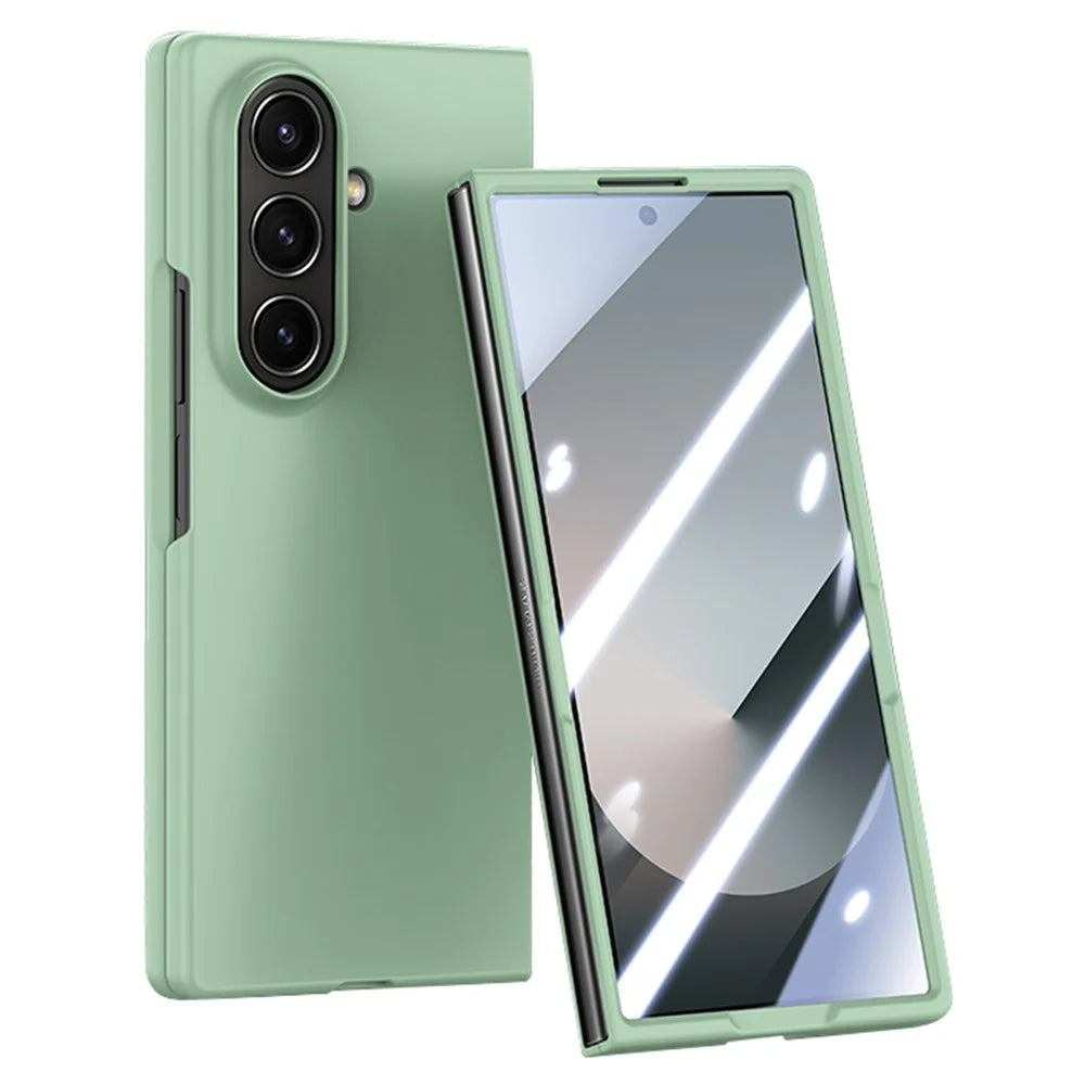 For Samsung Galaxy Z Fold8 Ultra Case Large Window Hard PC Phone Cover with Screen Film - Light Green - 1