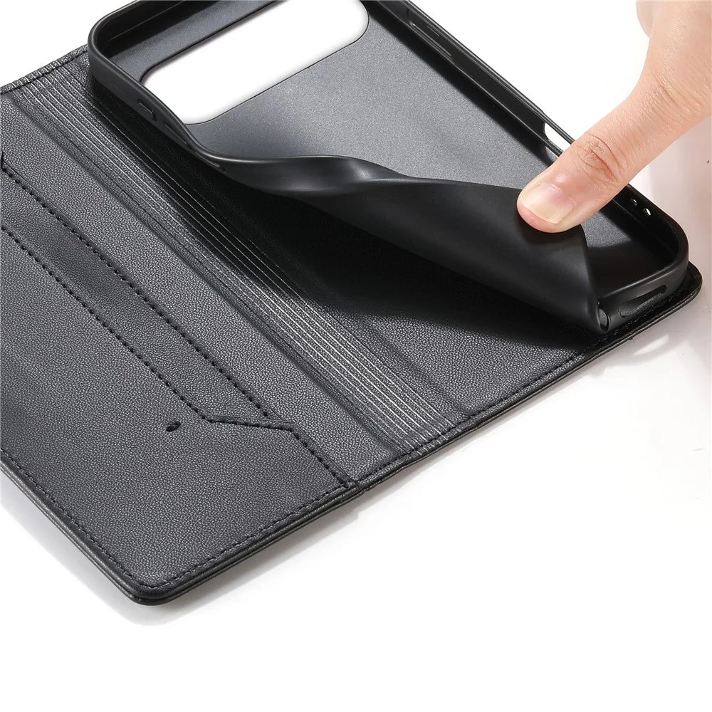 For Google Pixel 11 / Pixel 11 Pro Wallet Stand Case Line Splicing TPU PU Leather Phone Cover - Black - 4