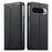 For Google Pixel 11 Pro XL Wallet Stand Case Line Splicing TPU PU Leather Phone Cover - Black - 1
