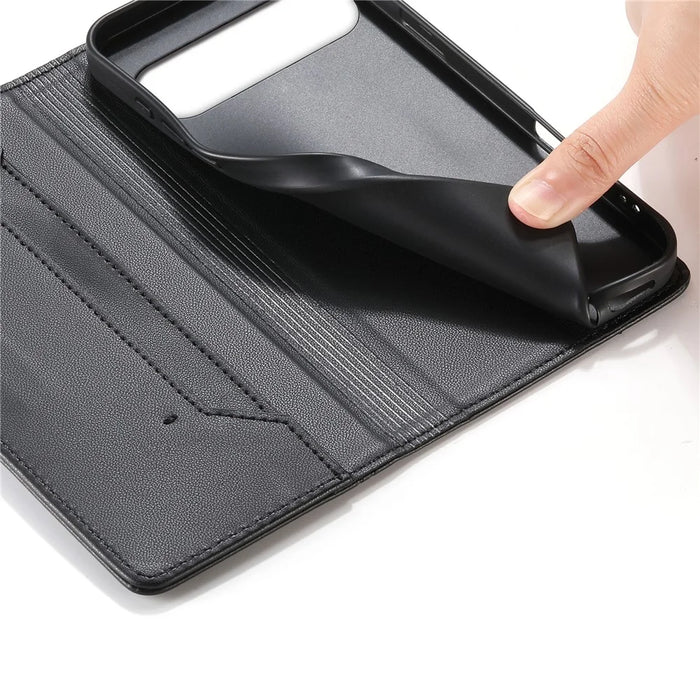 For Google Pixel 11 Pro XL Wallet Stand Case Line Splicing TPU PU Leather Phone Cover - Black - 4