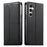 For Samsung Galaxy S26 FE Wallet Stand Case Line Splicing TPU PU Leather Phone Cover - Black - 1