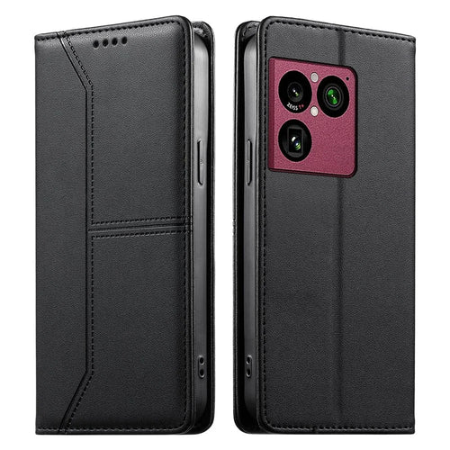 For Sony Xperia 1 VIII Wallet Stand Case Line Splicing TPU PU Leather Phone Cover - Black - 1