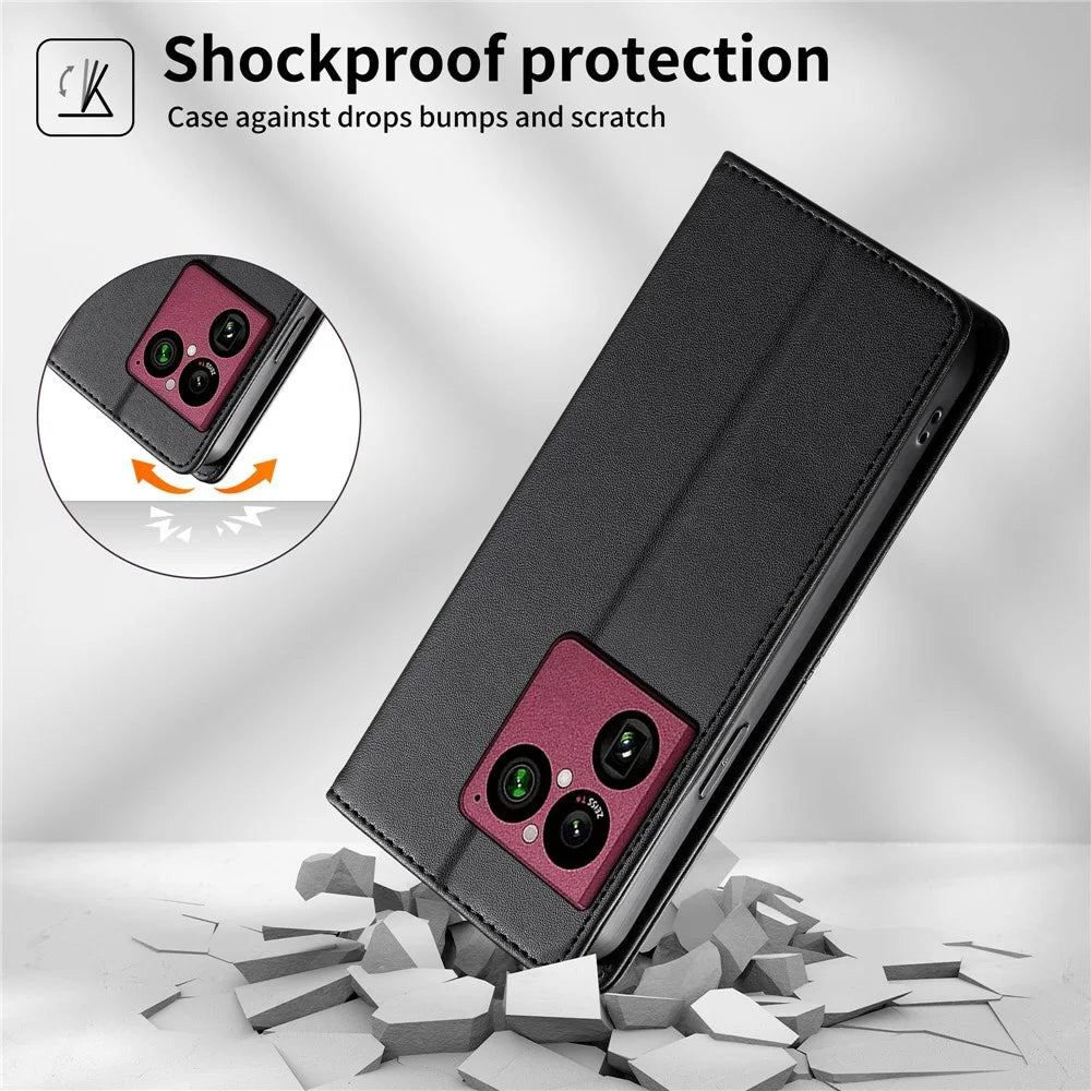 For Sony Xperia 1 VIII Wallet Stand Case Line Splicing TPU PU Leather Phone Cover - Black - 5