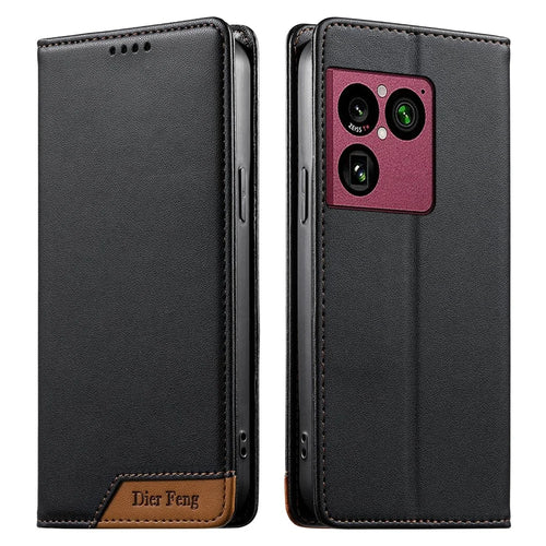 DIERFENG DF-018 for Sony Xperia 1 VIII Case RFID Blocking Wallet Leather Phone Cover with Color Splicing Logo Corner - Black - 1