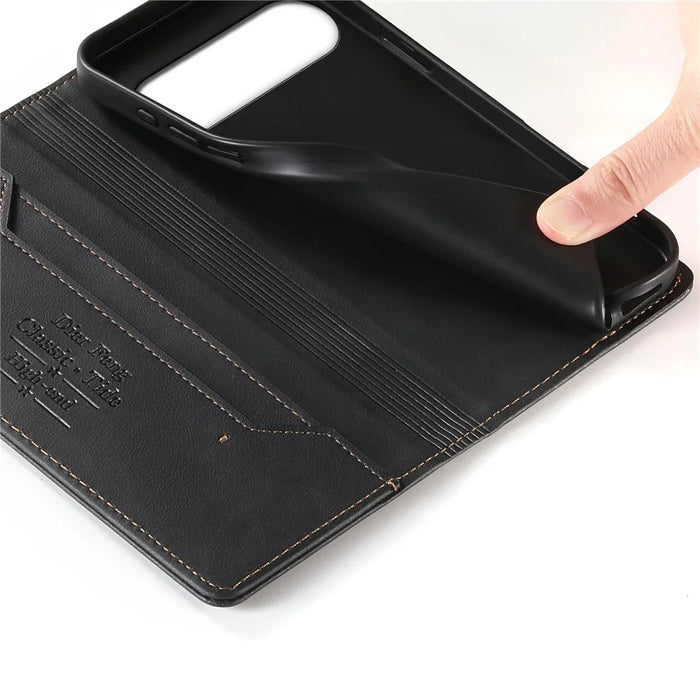 DIERFENG DF-019 for Google Pixel 11  /  11 Pro Leather Wallet Case Magnetic Flip Cover with Card Slots RFID Blocking - Black - 5