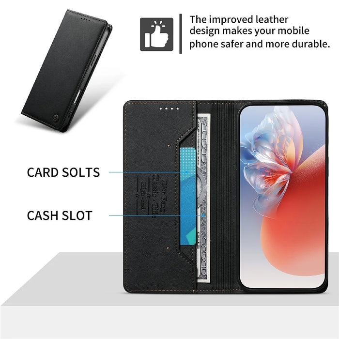 DIERFENG DF-019 for Google Pixel 11  /  11 Pro Leather Wallet Case Magnetic Flip Cover with Card Slots RFID Blocking - Black - 6
