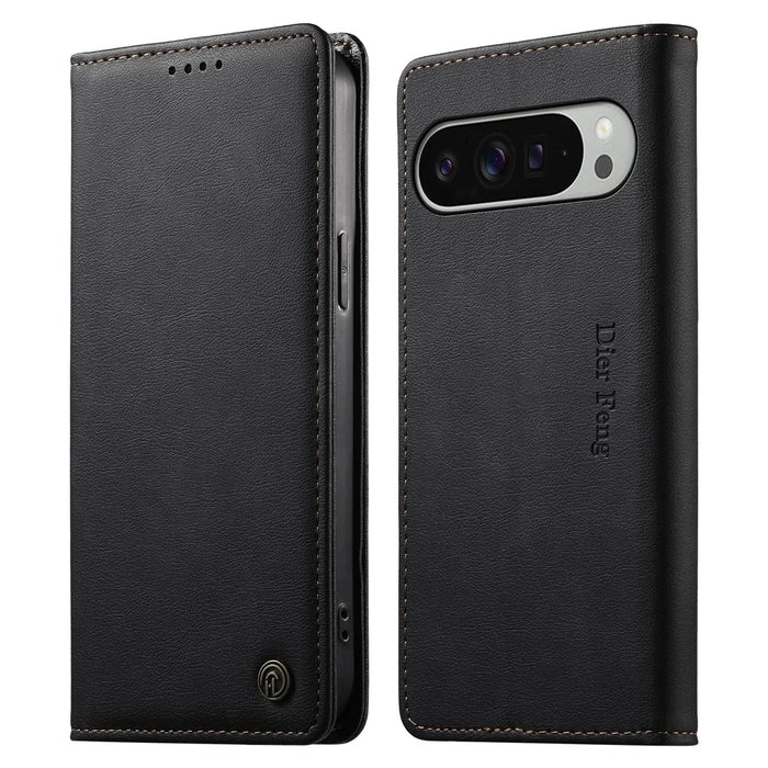 DIERFENG DF-019 for Google Pixel 11 Pro XL Leather Wallet Case Magnetic Flip Cover with Card Slots RFID Blocking - Black - 1