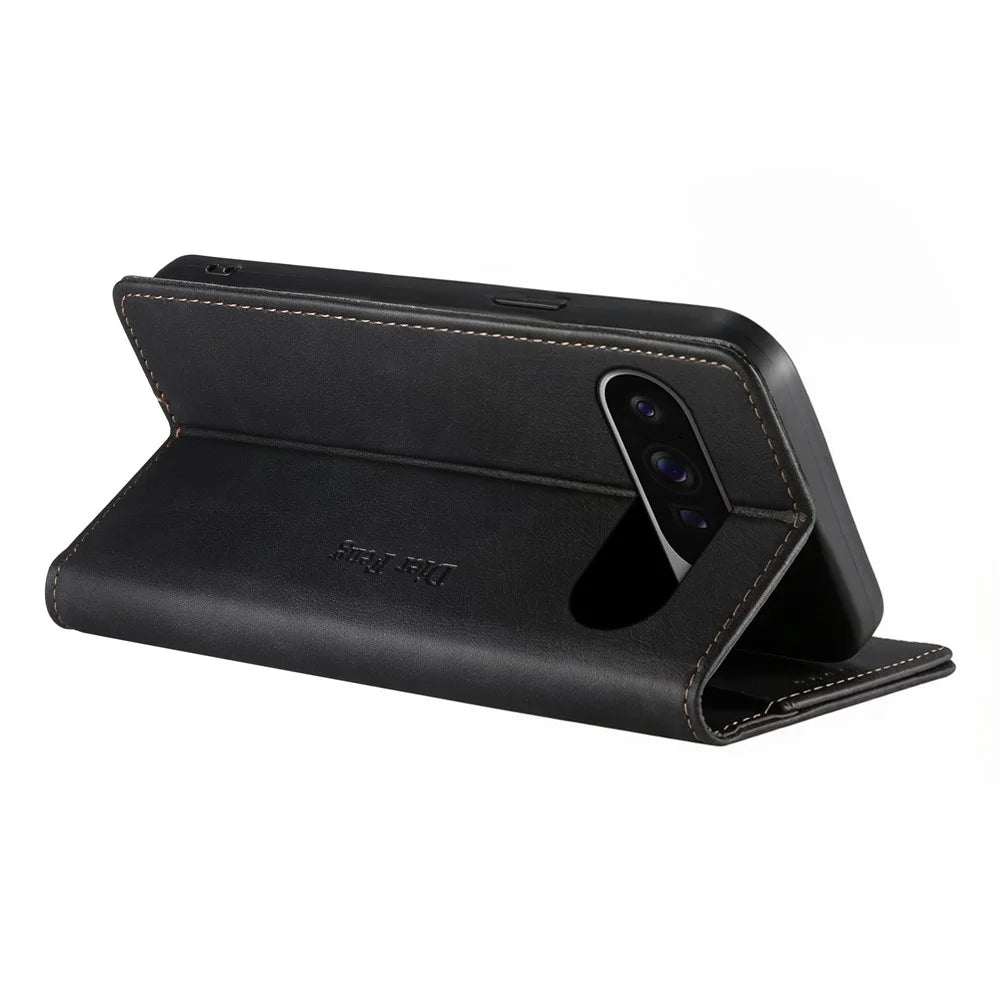 DIERFENG DF-019 for Google Pixel 11 Pro XL Leather Wallet Case Magnetic Flip Cover with Card Slots RFID Blocking - Black - 4
