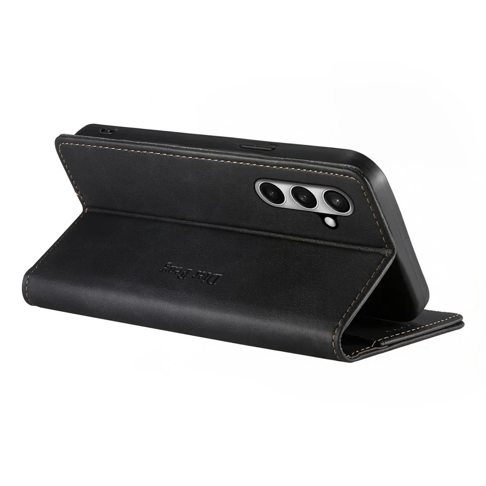 DIERFENG DF-019 for Samsung Galaxy S26 FE Leather Wallet Case Magnetic Flip Cover with Card Slots RFID Blocking - Black - 4