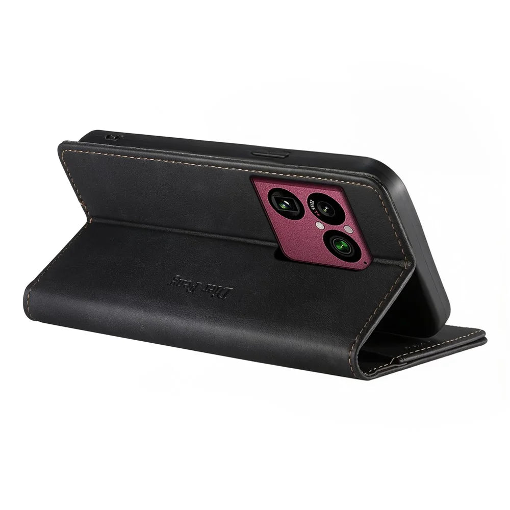 DIERFENG DF-019 for Sony Xperia 1 VIII Leather Wallet Case Magnetic Flip Cover with Card Slots RFID Blocking - Black - 4