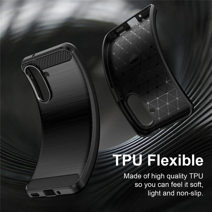 For Samsung Galaxy A27 5G TPU Case Protective Phone Cover Carbon Fiber Texture Brushed - Black - 5