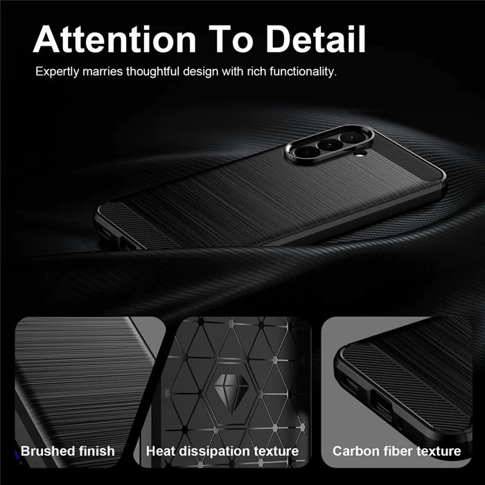 For Samsung Galaxy A27 5G TPU Case Protective Phone Cover Carbon Fiber Texture Brushed - Black - 6