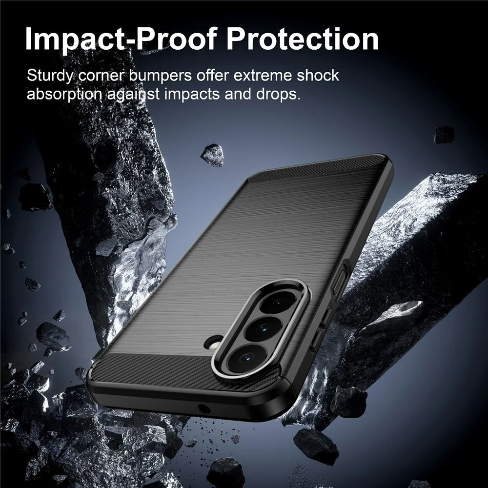 AMORUS For Samsung Galaxy A27 5G Case Carbon Fiber Texture Brushed Protective Phone Cover - Black - 4