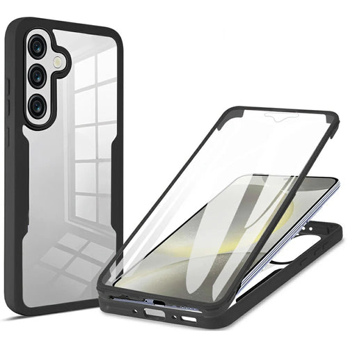 For Samsung Galaxy A57 5G Phone Case Acrylic + TPU Clear Phone Cover with PET Screen Film - Black - 1