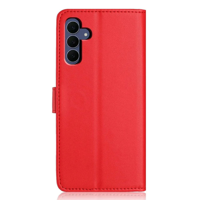 For Samsung Galaxy S26 FE Wallet Case with Strap / Multiple Card Slots Solid Color Leather Stand Phone Cover - Red - 7