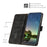 For Samsung Galaxy S26 FE Leather Case Imprinted Triangle Phone Cover with Hand Strap - Black - 4