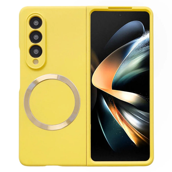 For Samsung Galaxy Z Fold4 5G Phone Cover Skin-touch Feeling Hard PC Case Magnetic Case - Yellow - 1