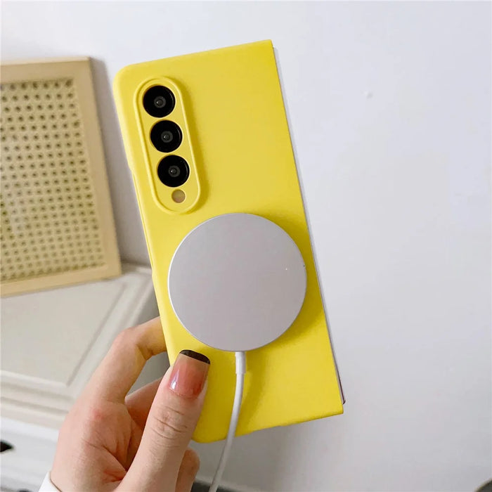 For Samsung Galaxy Z Fold4 5G Phone Cover Skin-touch Feeling Hard PC Case Magnetic Case - Yellow - 3