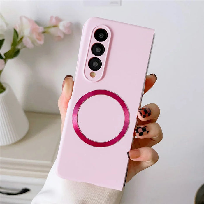 For Samsung Galaxy Z Fold4 5G Phone Cover Skin-touch Feeling Hard PC Case Magnetic Case - Yellow - 4