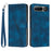 For TECNO Spark 50 5G Leather Case Imprinted Triangle Phone Cover with Hand Strap - Blue - 1