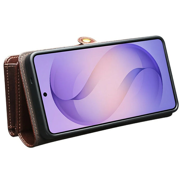 QIALINO for Samsung Galaxy S26 Ultra Case Split Leather Detachable 2 in 1 Wallet Phone Cover with Long Strap and Wrist Strap - Brown - 5