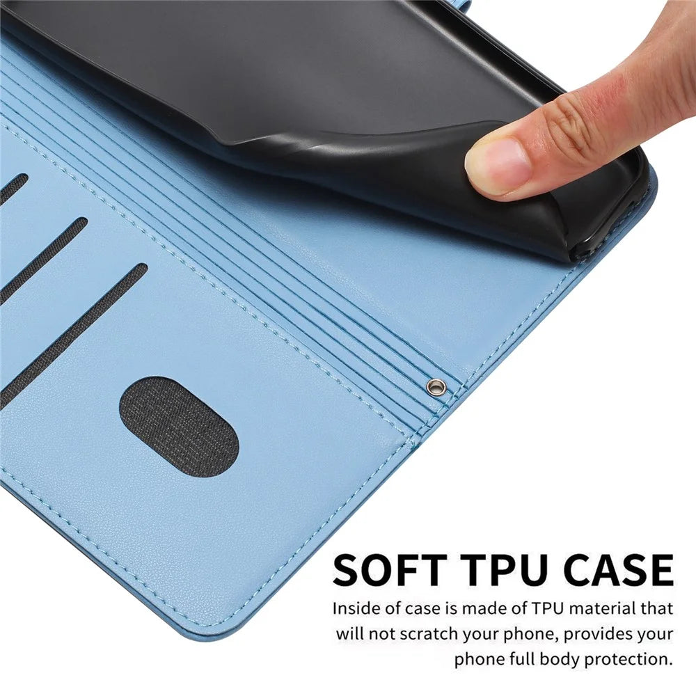 For Sony Xperia 1 VIII Wallet Case Cats Imprint Leather Phone Cover with Strap - Blue - 6