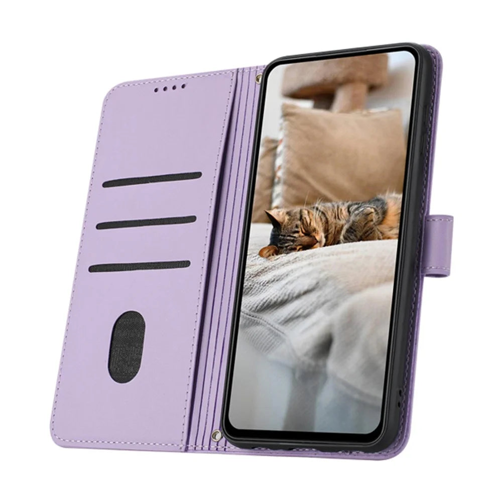 For TECNO Spark 50 5G Wallet Case Cats Imprint Leather Phone Cover with Strap - Purple - 3