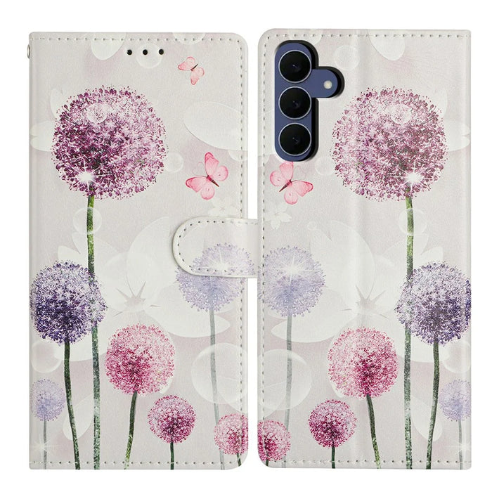 For Samsung Galaxy S26 FE Case Pattern Printing Wallet Stand Flip Leather Phone Cover with Strap - Dandelion - 1