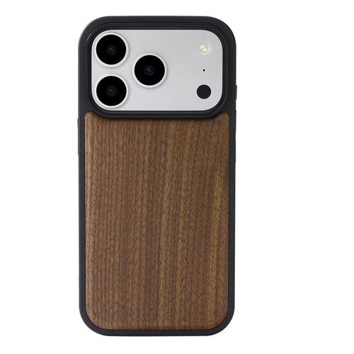 For iPhone 17 Pro Max Magnetic Case Wood + PC + TPU Shockproof Protective Phone Cover - Walnut Wood - 1
