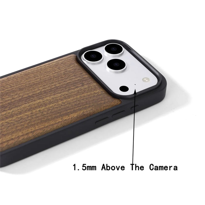 For iPhone 17 Pro Max Magnetic Case Wood + PC + TPU Shockproof Protective Phone Cover - Walnut Wood - 4