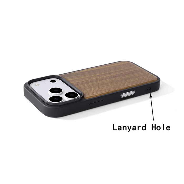 For iPhone 17 Pro Max Magnetic Case Wood + PC + TPU Shockproof Protective Phone Cover - Walnut Wood - 6