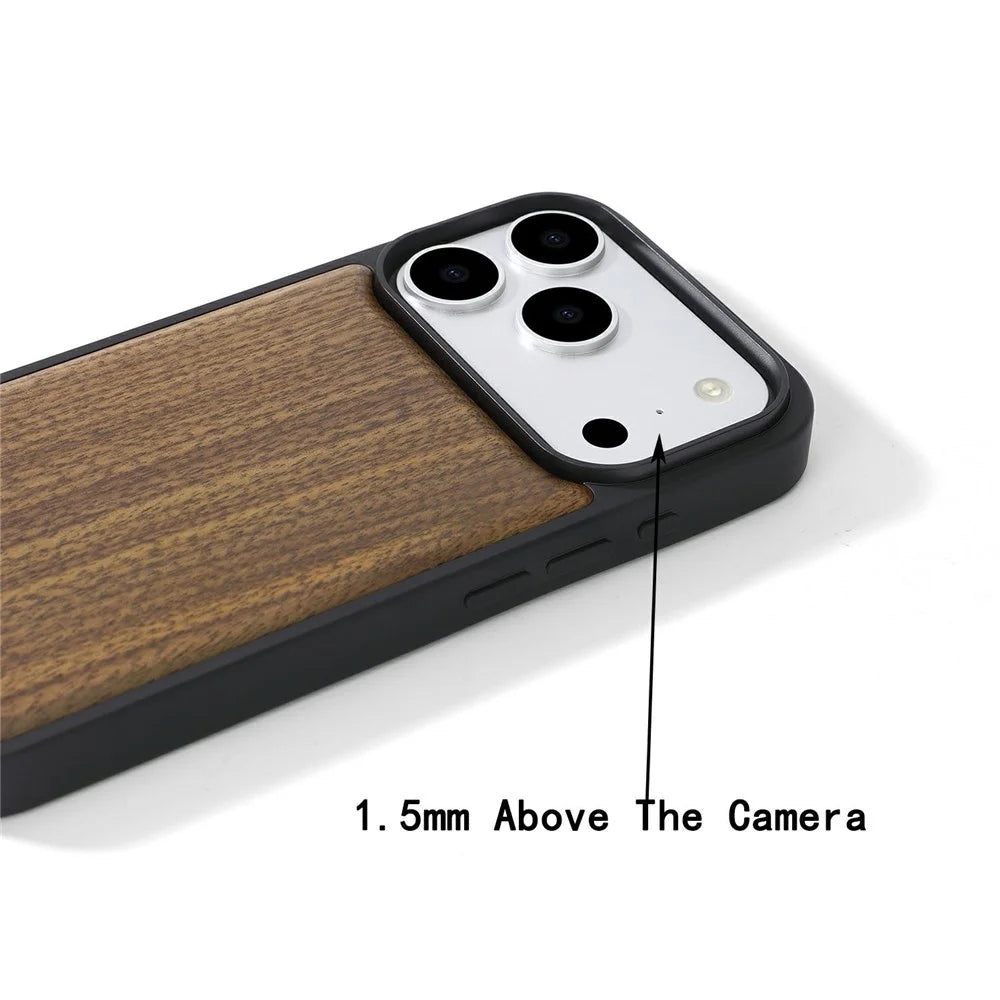 For iPhone 17 Pro Magnetic Case Wood + PC + TPU Shockproof Protective Phone Cover - Walnut Wood - 4