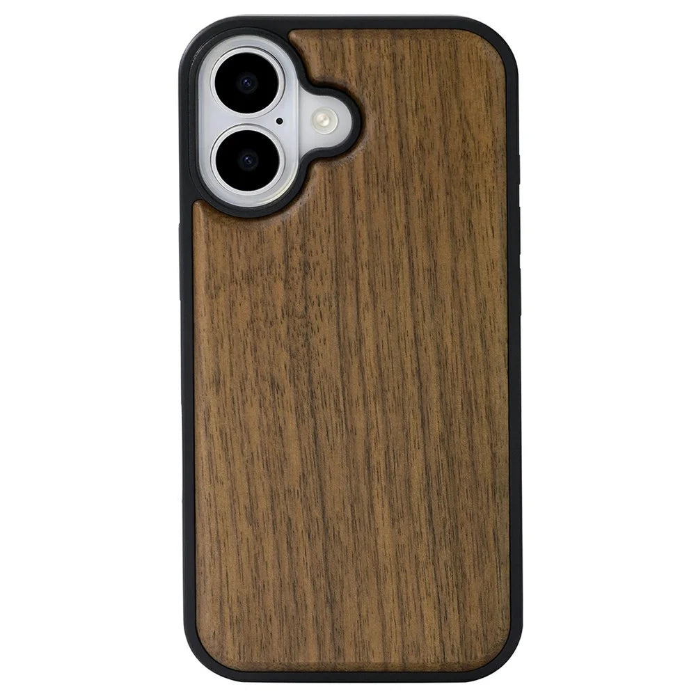 For iPhone 17 Magnetic Case Wood + PC + TPU Shockproof Protective Phone Cover - Walnut Wood - 1