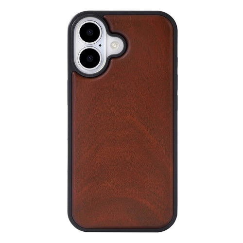 For iPhone 16 Magnetic Case Wood + PC + TPU Shockproof Protective Phone Cover - Rosewood - 1