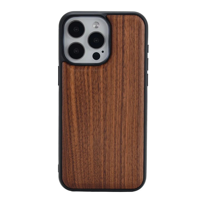 For iPhone 15 Pro Max Magnetic Case Wood + PC + TPU Shockproof Protective Phone Cover - Walnut Wood - 1