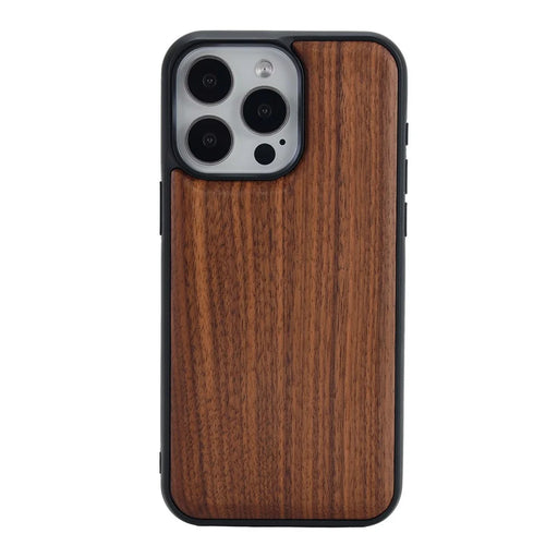 For iPhone 15 Pro Magnetic Case Wood + PC + TPU Shockproof Protective Phone Cover - Walnut Wood - 1