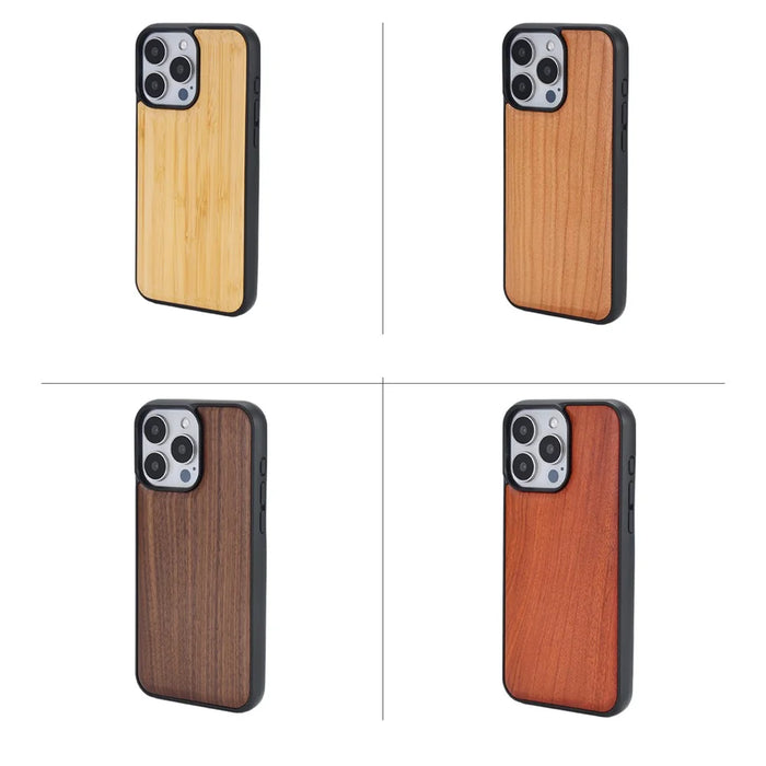 For iPhone 15 Pro Magnetic Case Wood + PC + TPU Shockproof Protective Phone Cover - Walnut Wood - 6