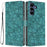 For Samsung Galaxy S26 FE Flip Case Cherry Blossom Pattern Leather Wallet Stand Phone Cover with Wrist Strap - Green - 1