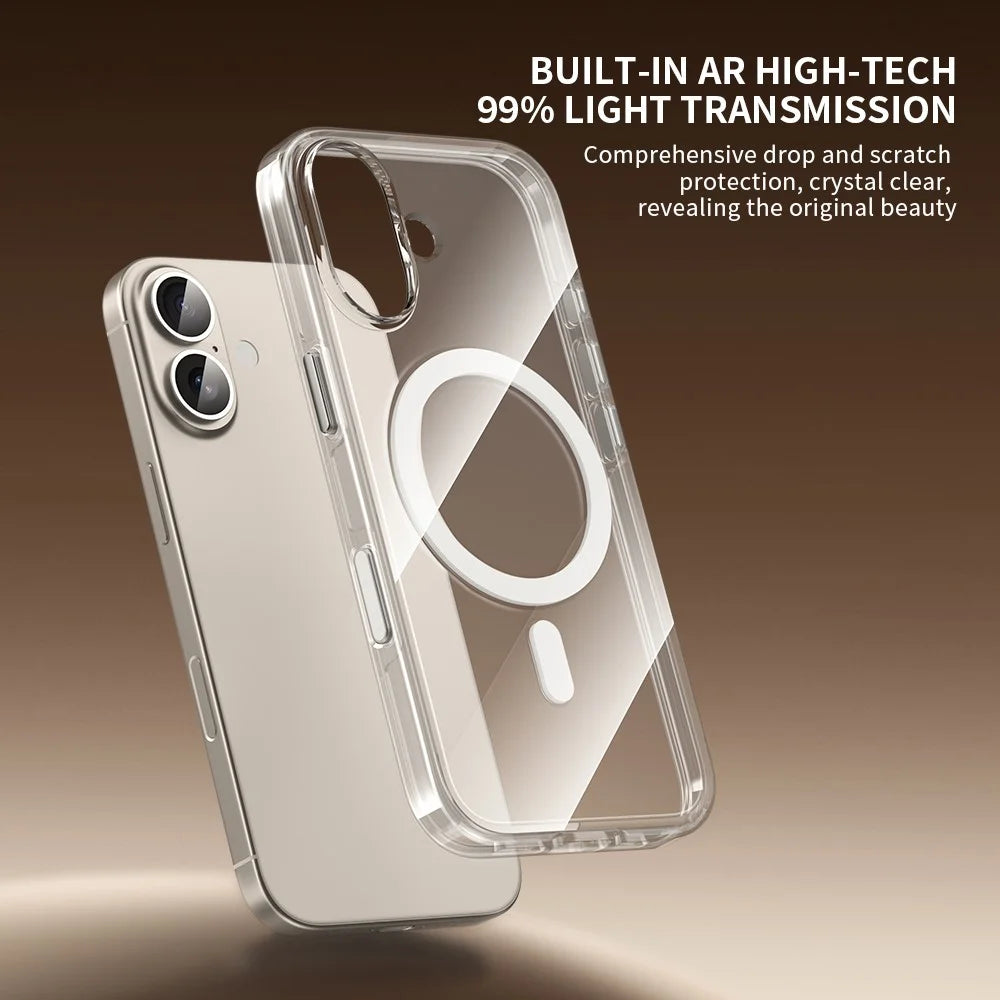 ZGA for iPhone 17 Magnetic Case Clear PC TPU Shockproof Phone Cover Compatible with MagSafe - Transparent - 3