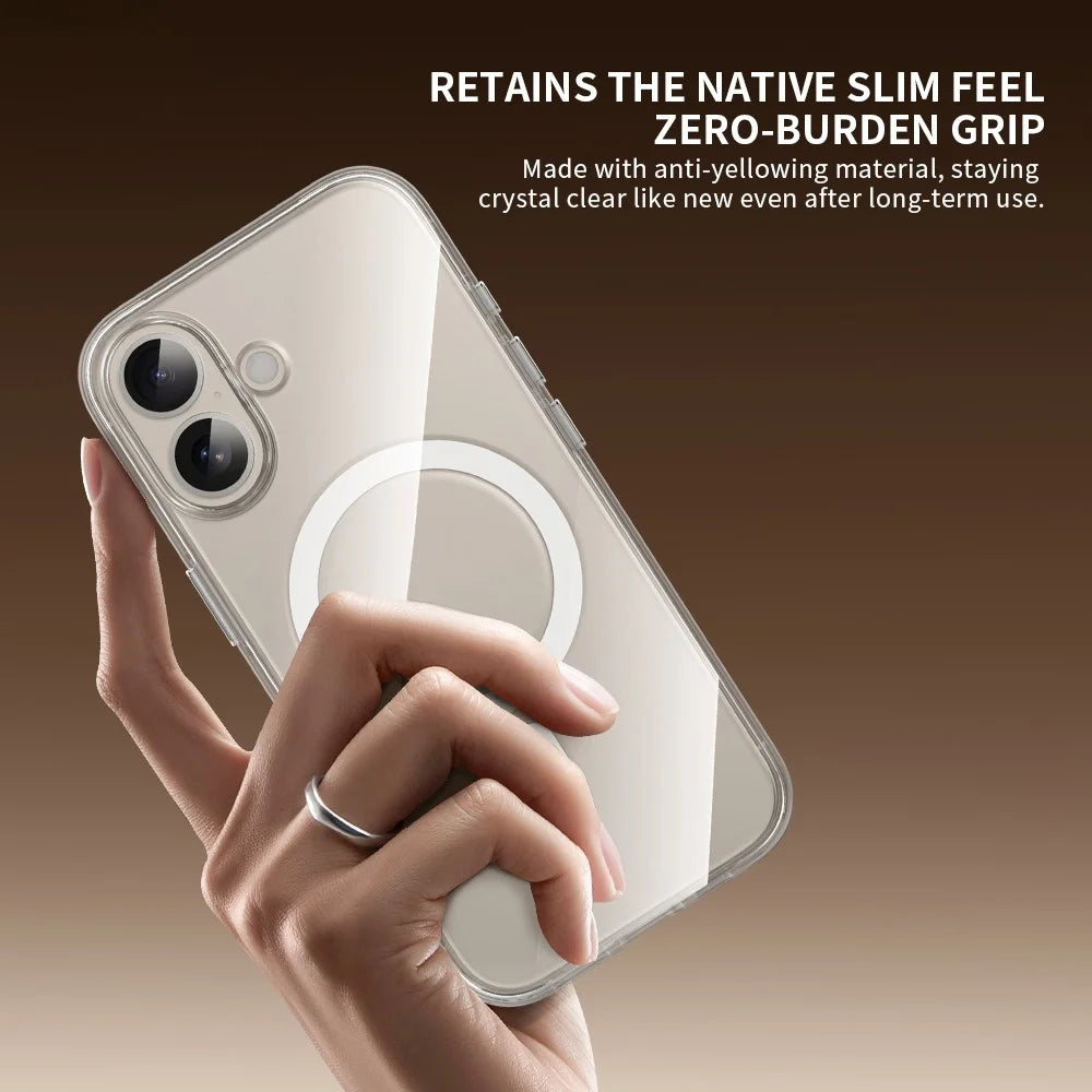 ZGA for iPhone 17 Magnetic Case Clear PC TPU Shockproof Phone Cover Compatible with MagSafe - Transparent - 4