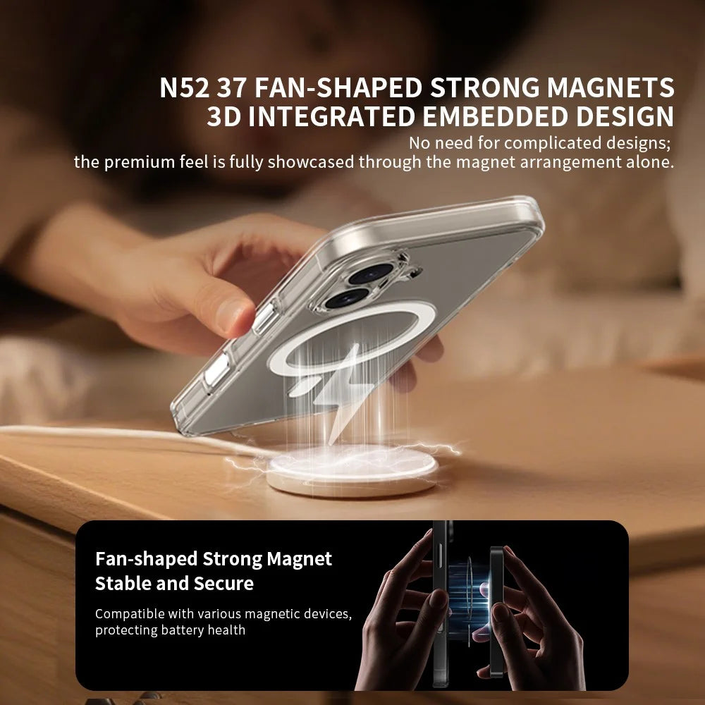 ZGA for iPhone 17 Magnetic Case Clear PC TPU Shockproof Phone Cover Compatible with MagSafe - Transparent - 5