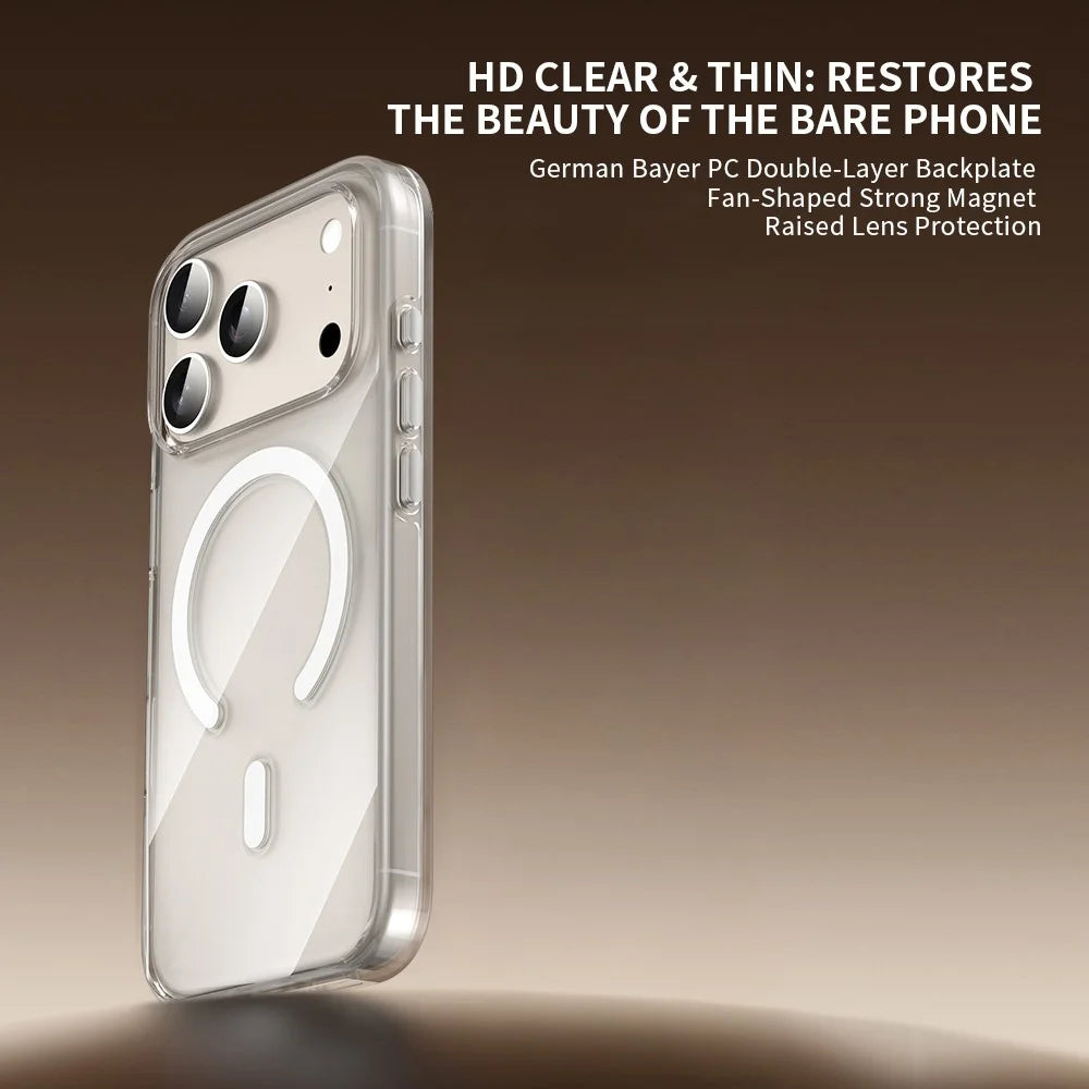 ZGA for iPhone 17 Pro Magnetic Case Clear PC TPU Shockproof Phone Cover Compatible with MagSafe - Transparent - 2