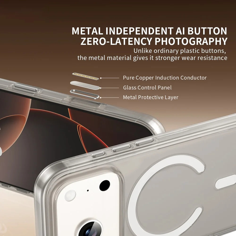 ZGA for iPhone 17 Pro Magnetic Case Clear PC TPU Shockproof Phone Cover Compatible with MagSafe - Transparent - 5