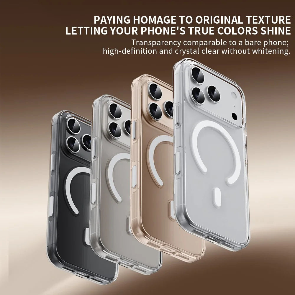 ZGA for iPhone 17 Pro Max Magnetic Case Clear PC TPU Shockproof Phone Cover Compatible with MagSafe - Transparent - 6