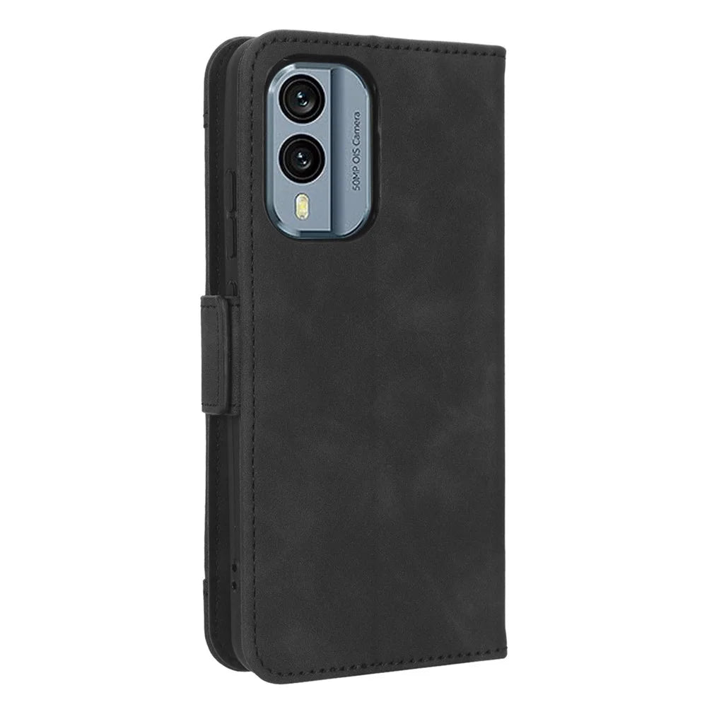 For Nokia X30 5G PU Leather Stand Wallet Protective Phone Cover Multiple Card Slots Dual Magnetic Clasp Cell Phone Case - Black - 7