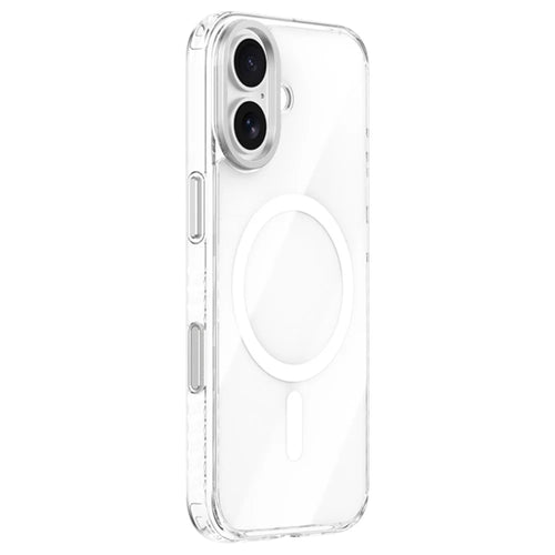 ZGA For iPhone 17 Magnetic Case Clear PC TPU Four-Corner Drop Protection Phone Cover with AI Touch Control Button - White - 1