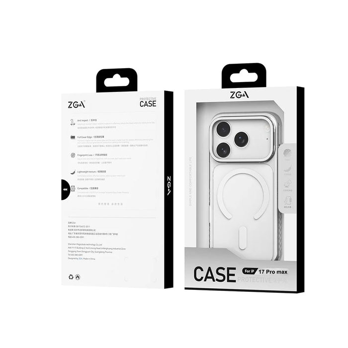 ZGA for iPhone 17 Pro Max Magnetic Case Lens Frame Kickstand Transparent PC TPU Phone Cover - Orange - 6