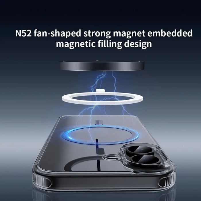 ZGA for iPhone 17 Magnetic Case Crystal Clear PC TPU Anti-Scratch Phone Cover - Transparent - 4