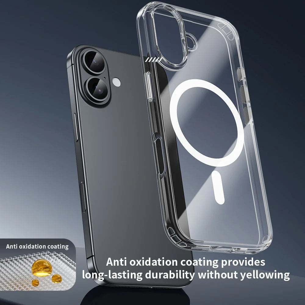 ZGA for iPhone 17 Magnetic Case Crystal Clear PC TPU Anti-Scratch Phone Cover - Transparent - 5