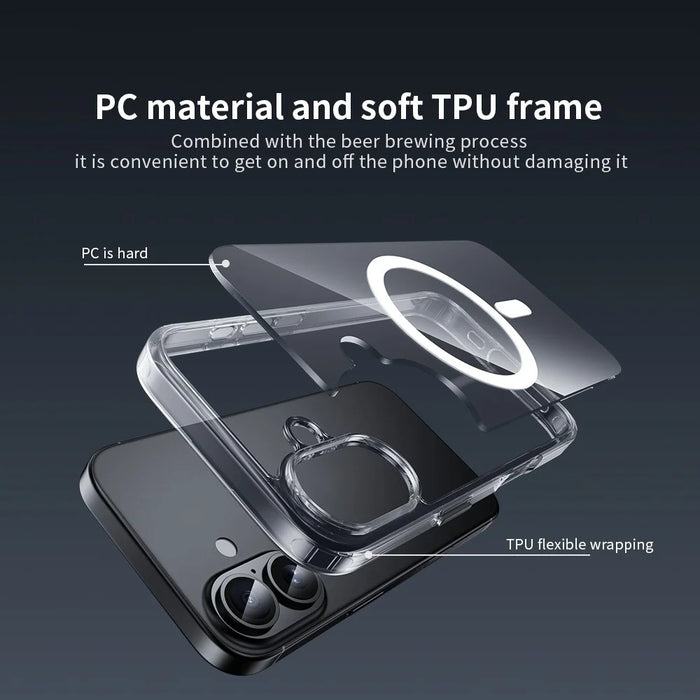 ZGA for iPhone 17 Magnetic Case Crystal Clear PC TPU Anti-Scratch Phone Cover - Transparent - 6